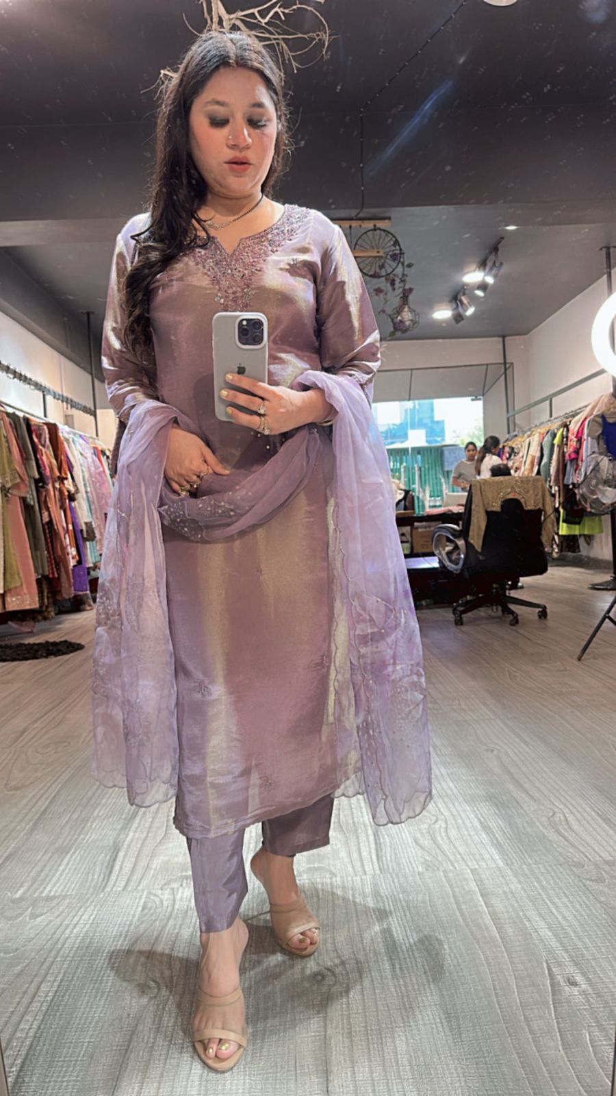 Gulzar Lavander Shimmer Suit