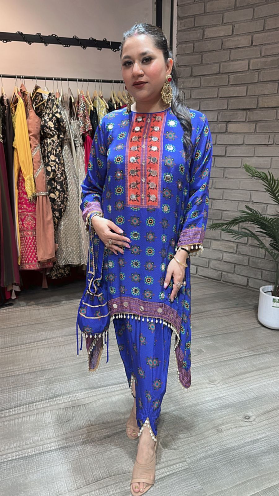 Mirran Electric Blue Dhoti set