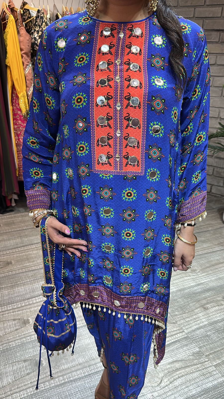 Mirran Electric Blue Dhoti set