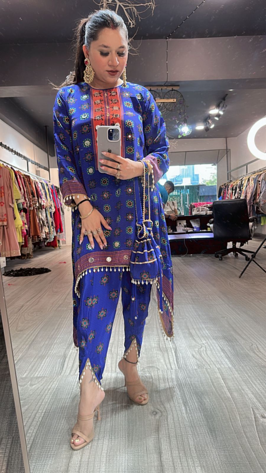 Mirran Electric Blue Dhoti set