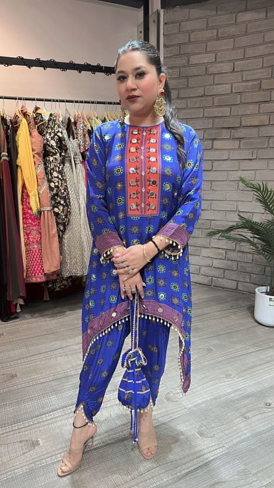 Mirran Electric Blue Dhoti set