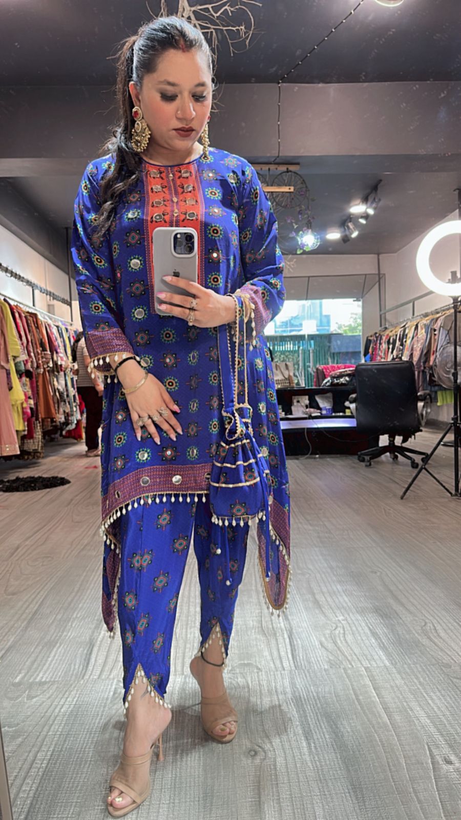 Mirran Electric Blue Dhoti set