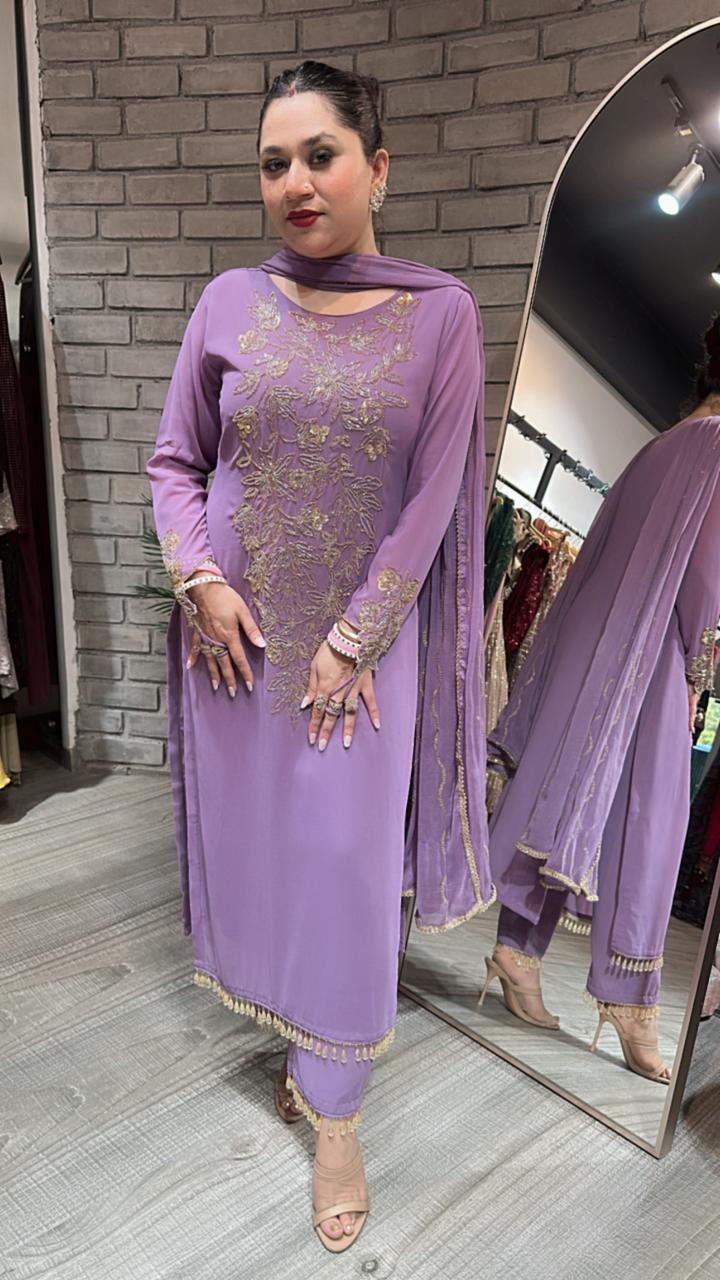 Famous lavander Finger Design Suit