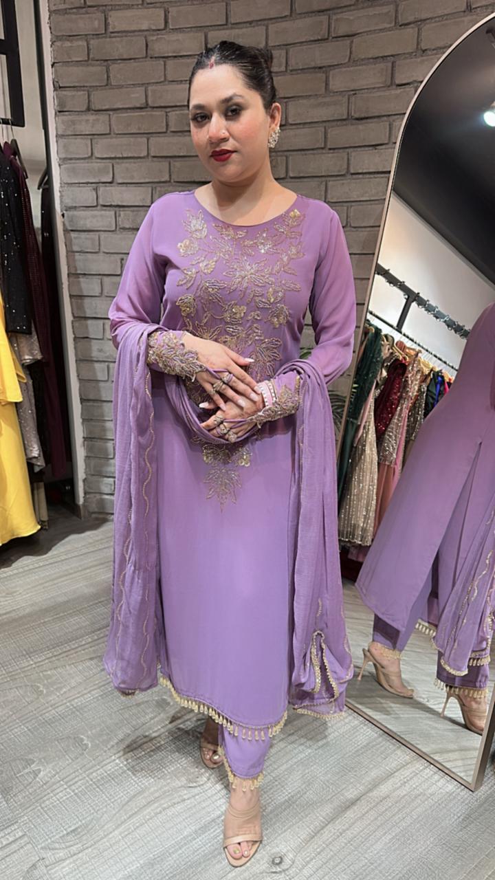 Famous lavander Finger Design Suit