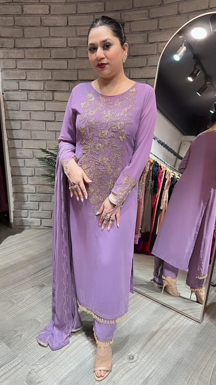 Famous lavander Finger Design Suit