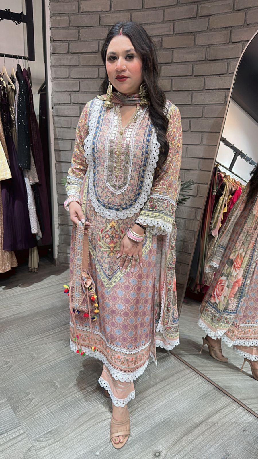 Kabutar Digital Lace Designer suit