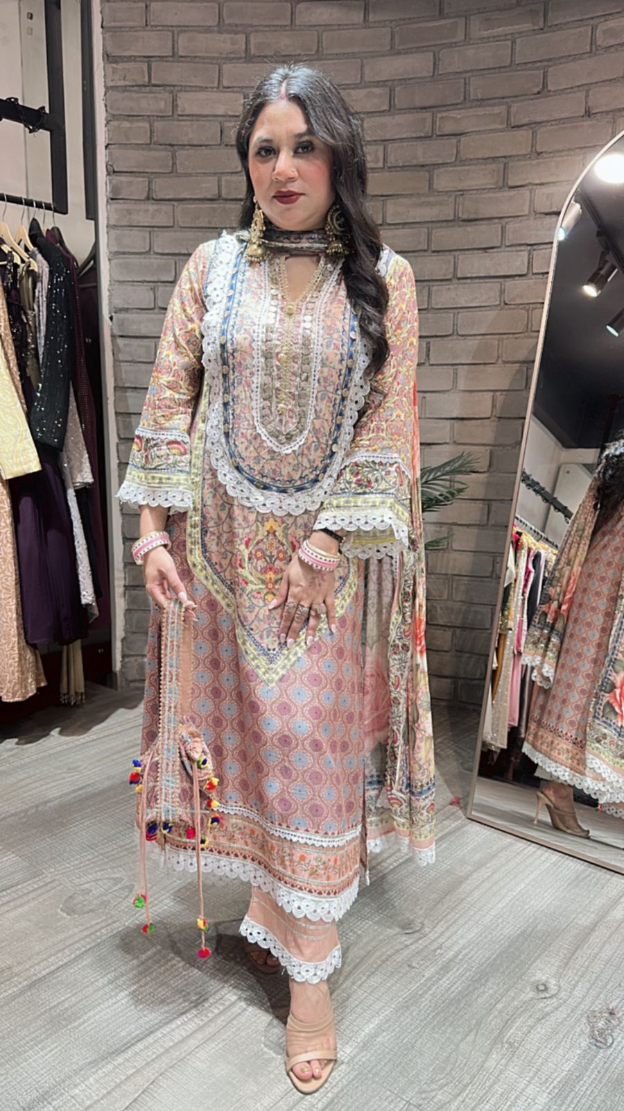 Kabutar Digital Lace Designer suit