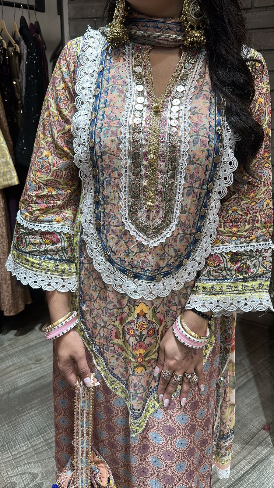 Kabutar Digital Lace Designer suit
