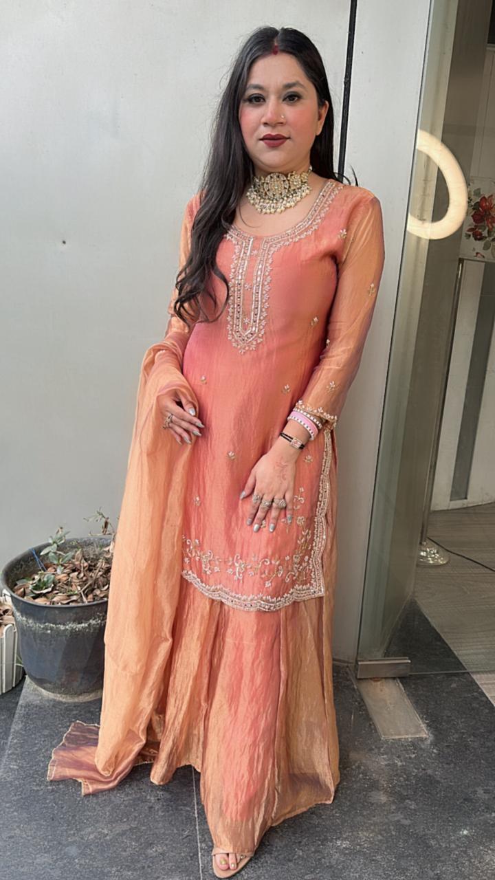 Tilak Rust Hand work Designer Suit