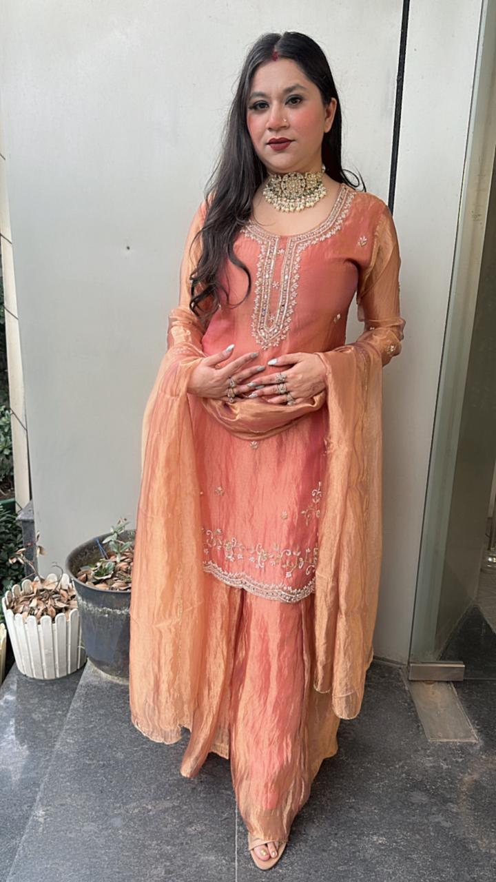 Tilak Rust Hand work Designer Suit