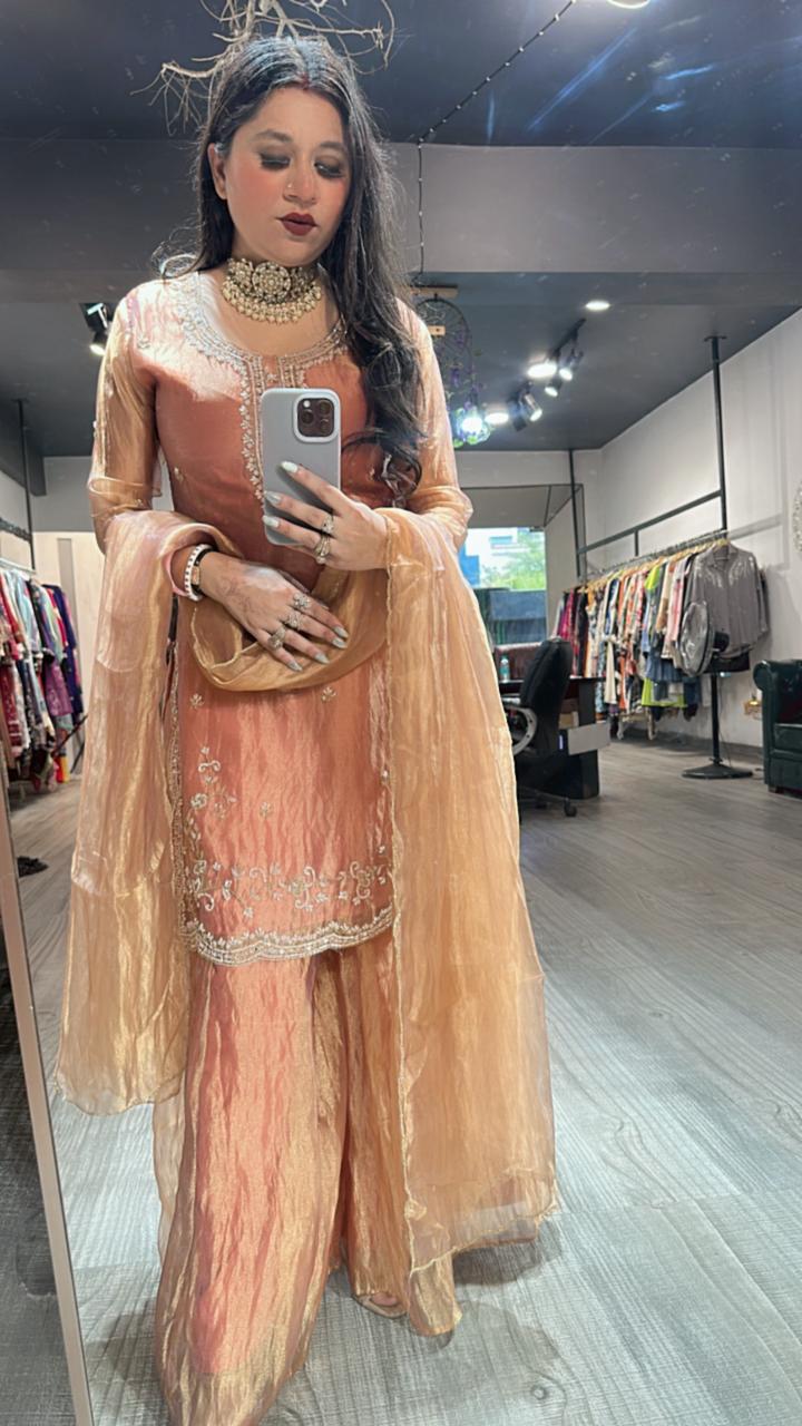 Tilak Rust Hand work Designer Suit
