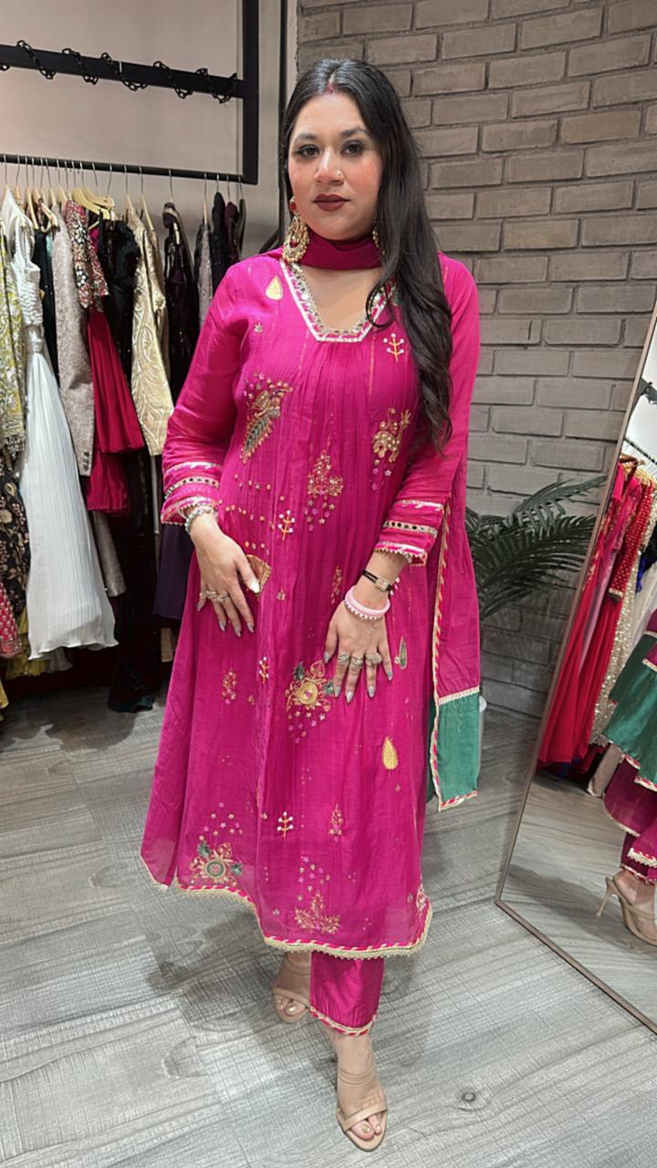 Sanobar Magenta Aline Designer suit