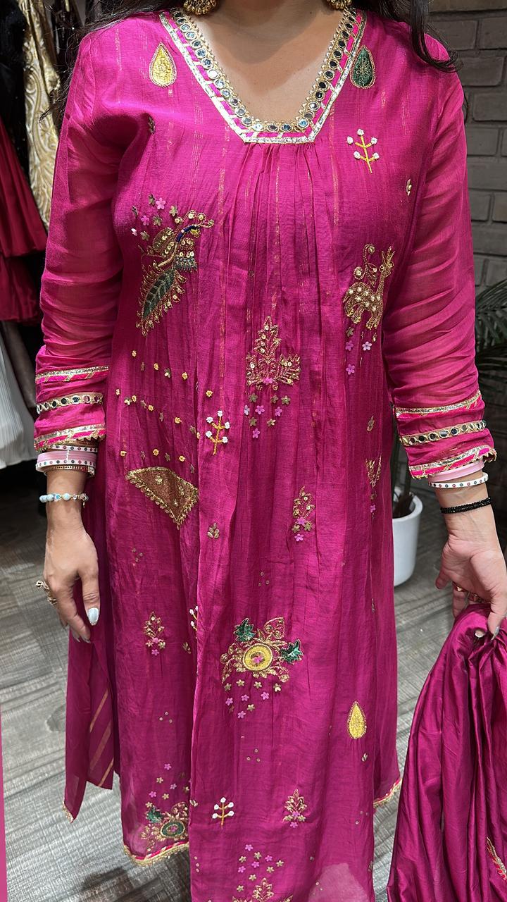 Sanobar Magenta Aline Designer suit