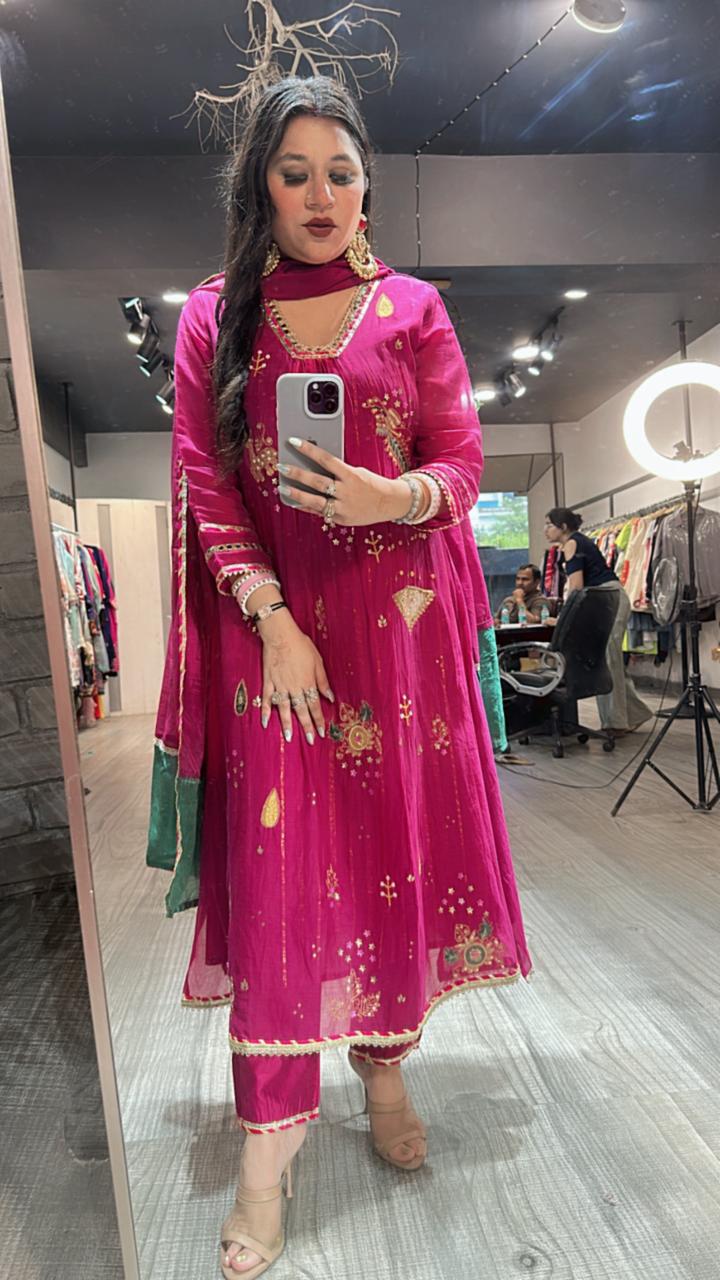 Sanobar Magenta Aline Designer suit