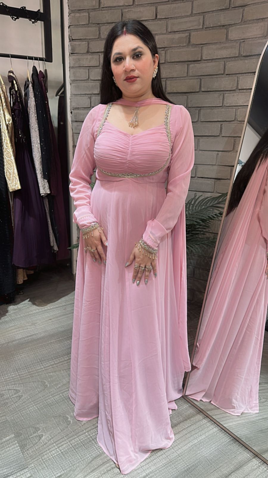 Shanaya pink Mirror Anarkali