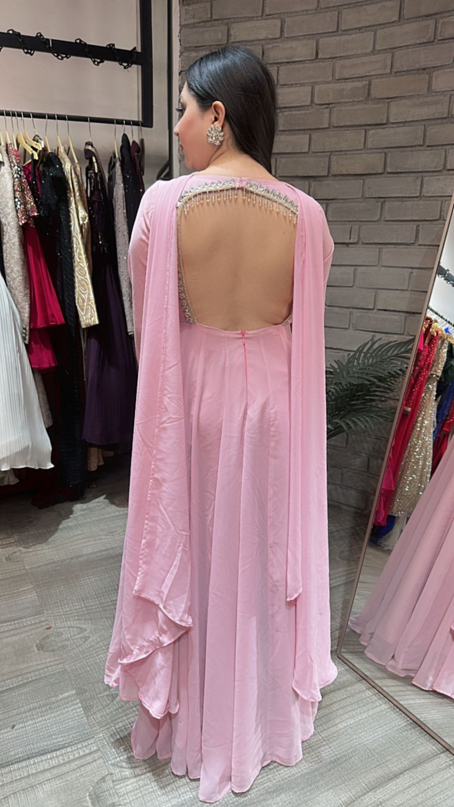 Shanaya pink Mirror Anarkali