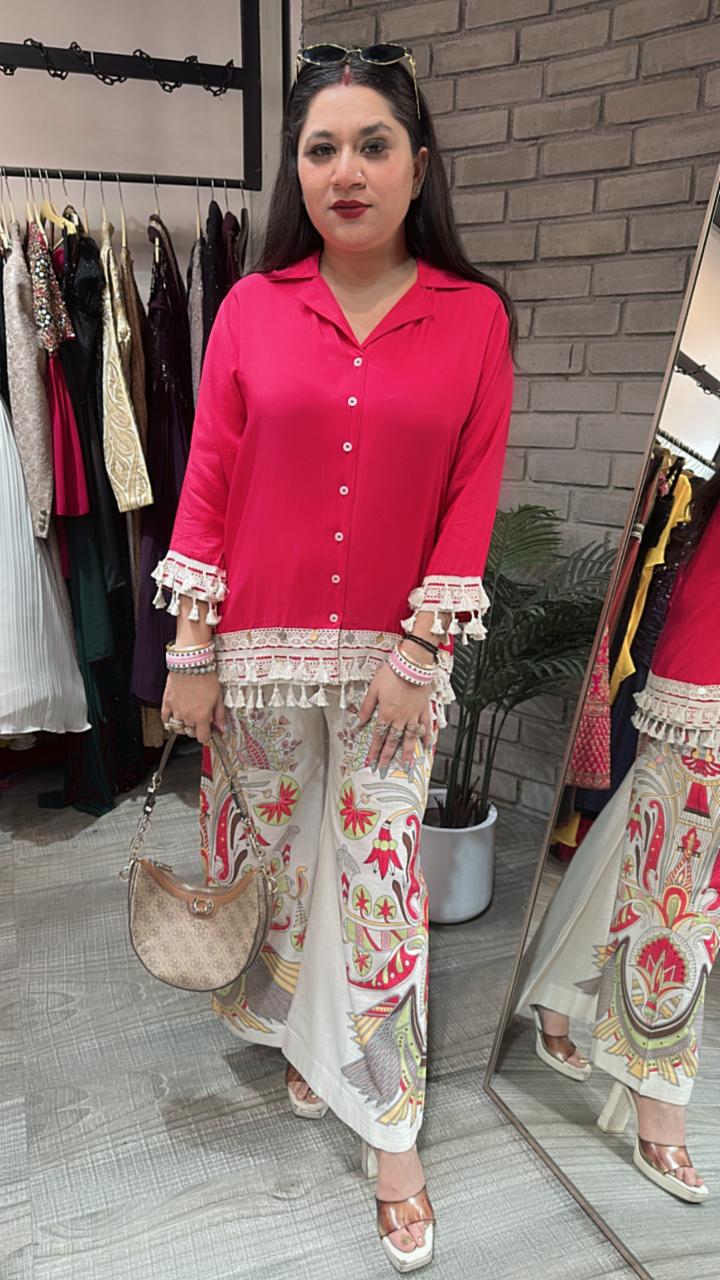 Jhilmil Hot Pink printed pants cordset