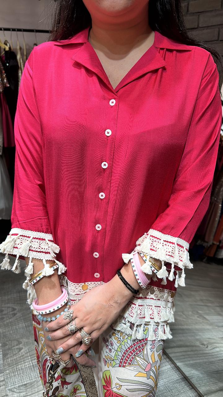 Jhilmil Hot Pink printed pants cordset