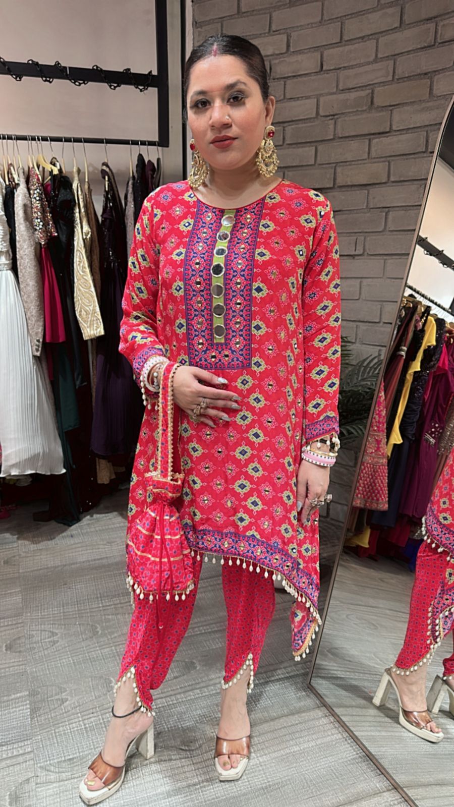 Mirran coral pink Dhoti set