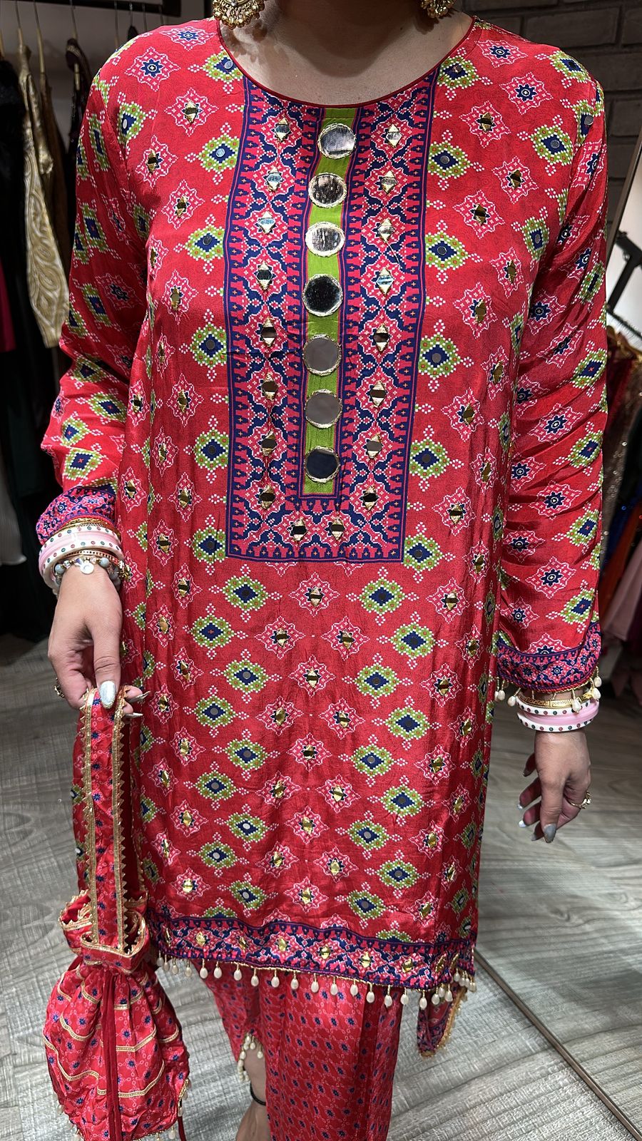 Mirran coral pink Dhoti set