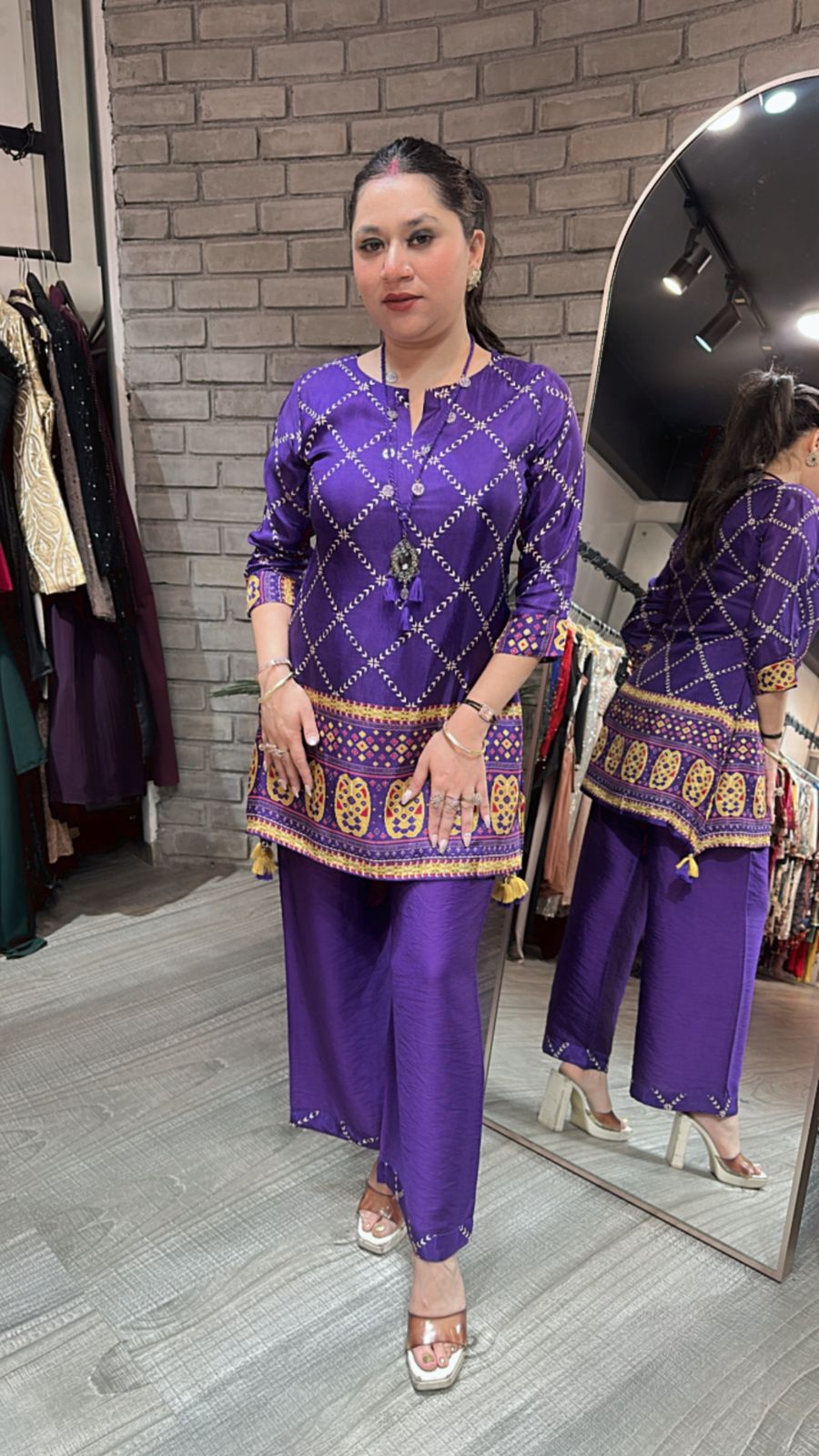Navratan purple Neck Mala Cordset