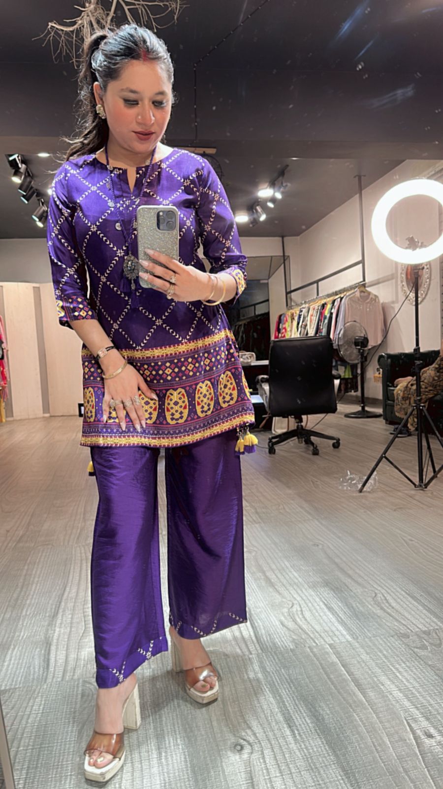 Navratan purple Neck Mala Cordset