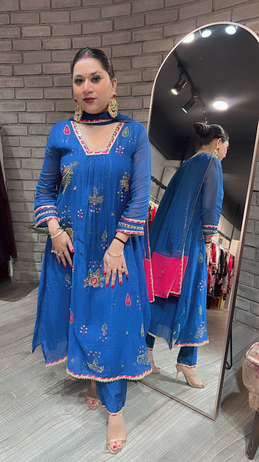 Sanobar Royal Blue Aline Designer suit
