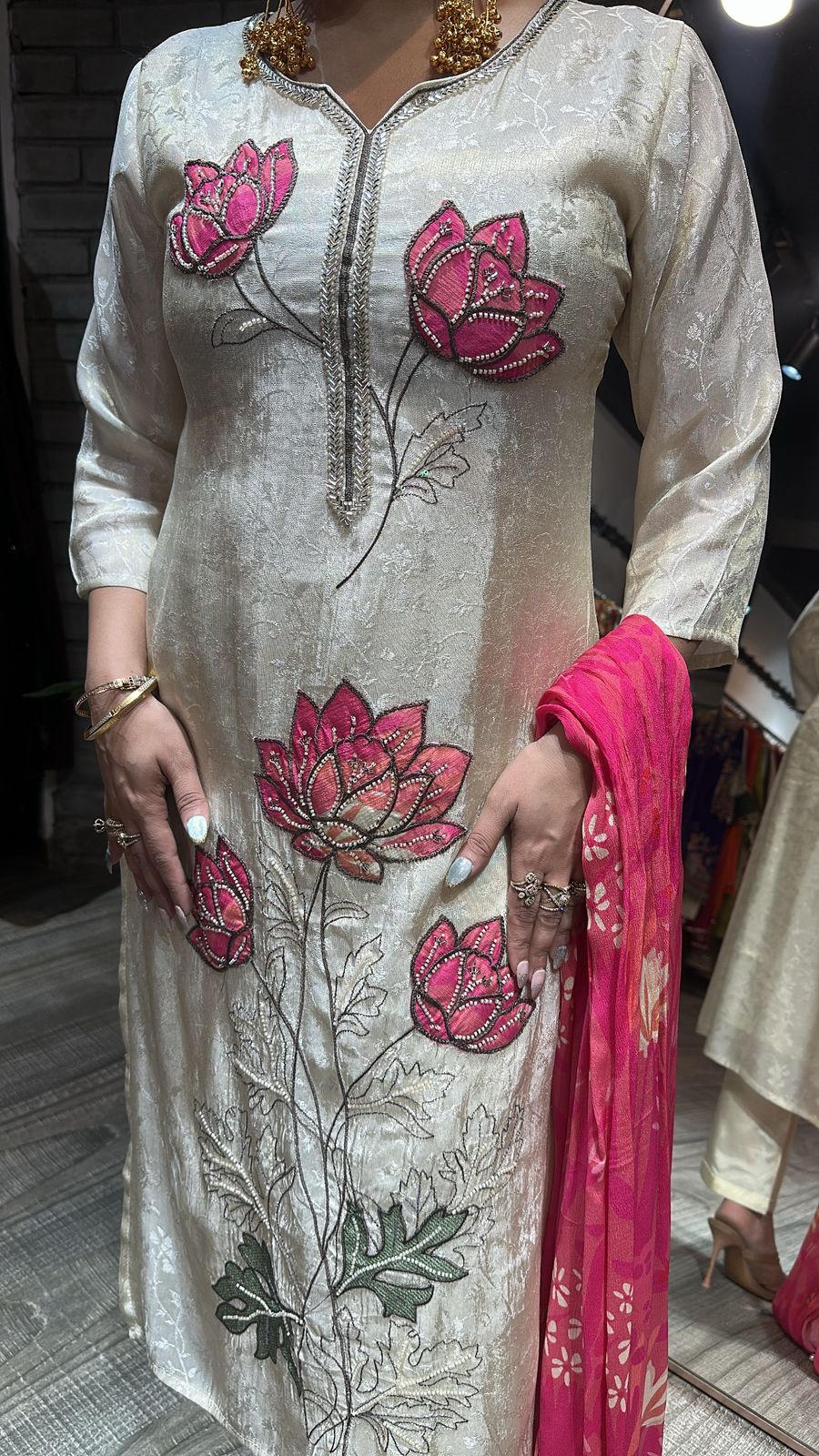 Ibadat Ivory Thread work Katdana Suit