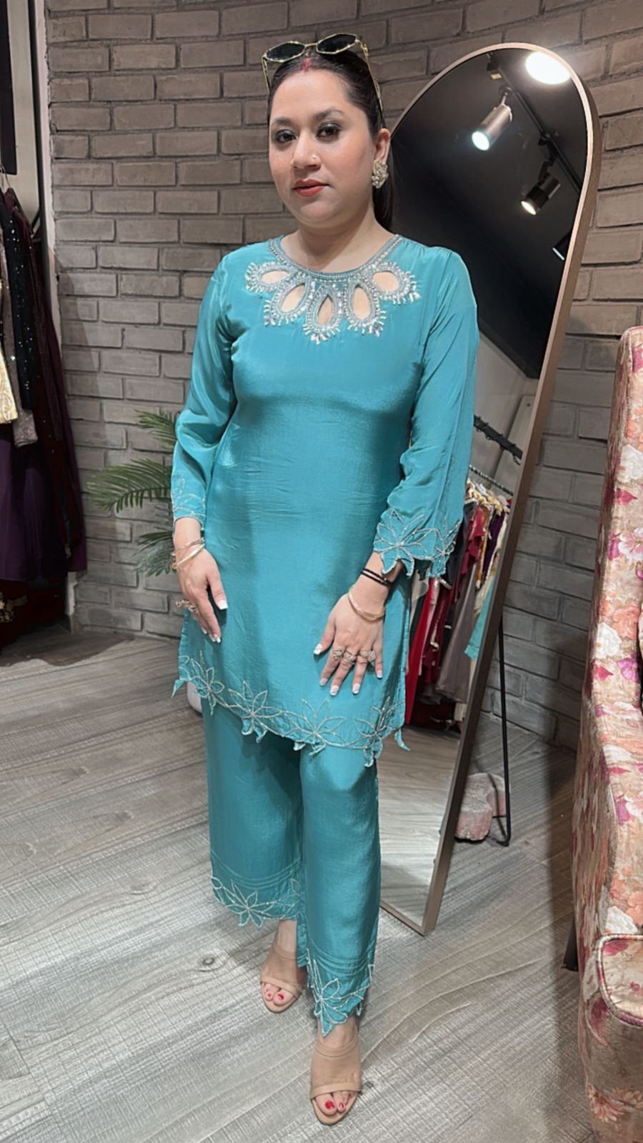Gulmohar Teal Blue Katdana Cordset