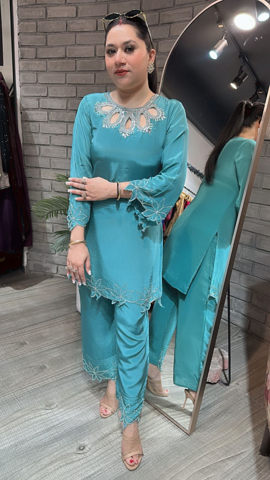 Gulmohar Teal Blue Katdana Cordset