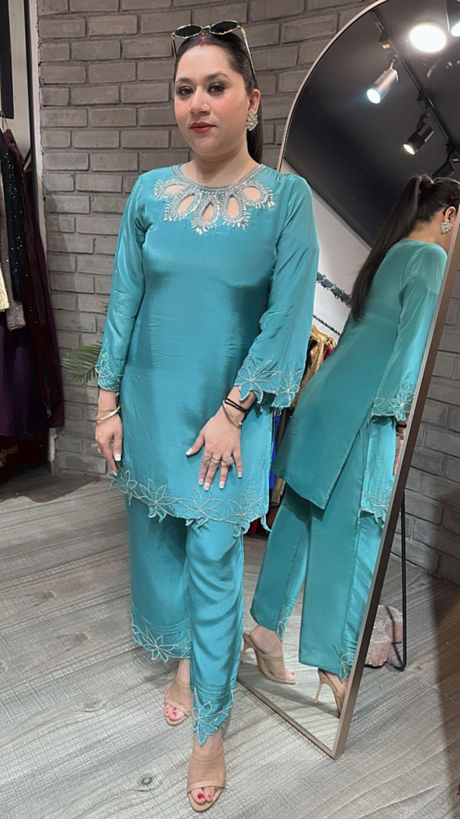 Gulmohar Teal Blue Katdana Cordset