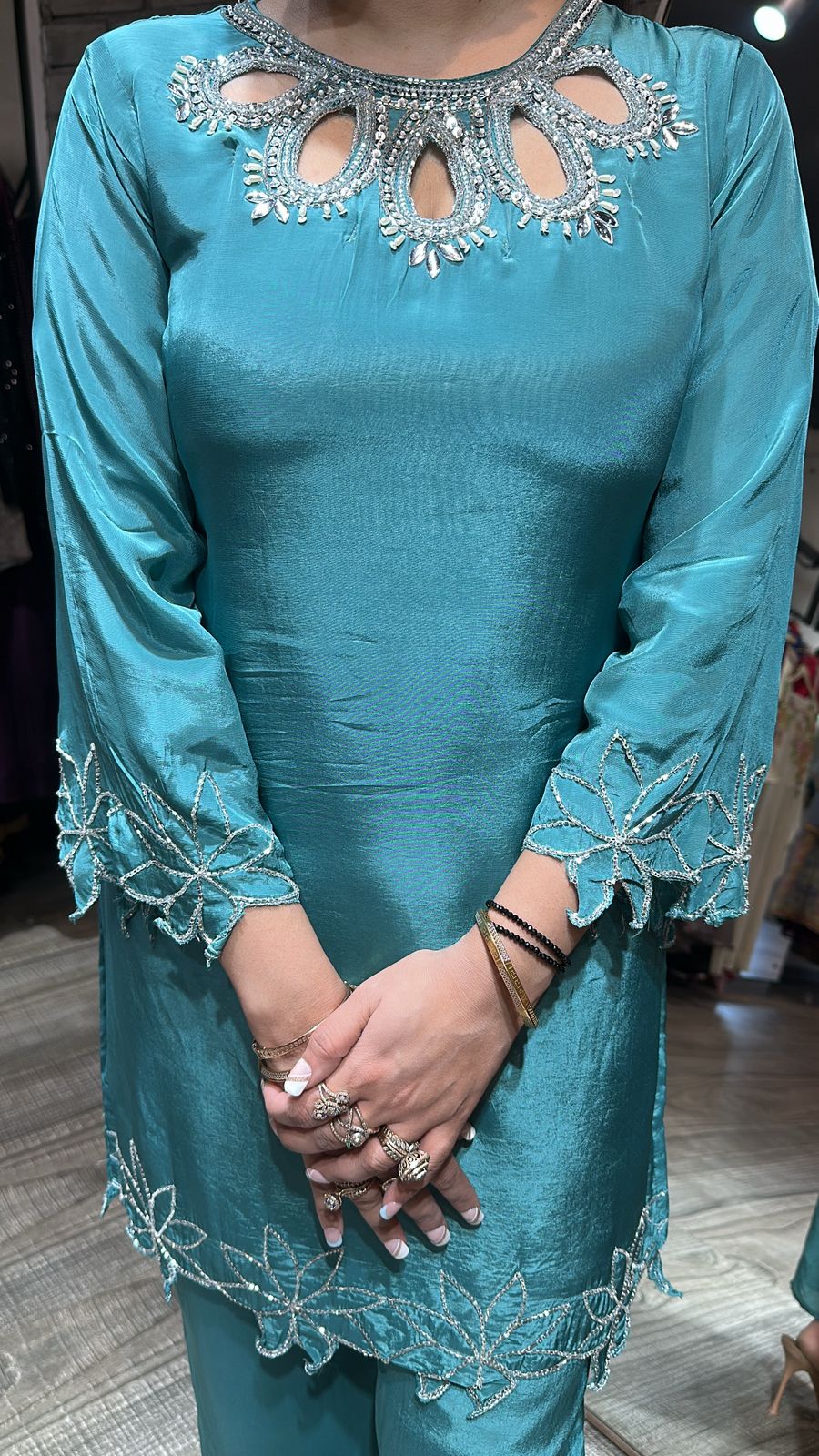 Gulmohar Teal Blue Katdana Cordset