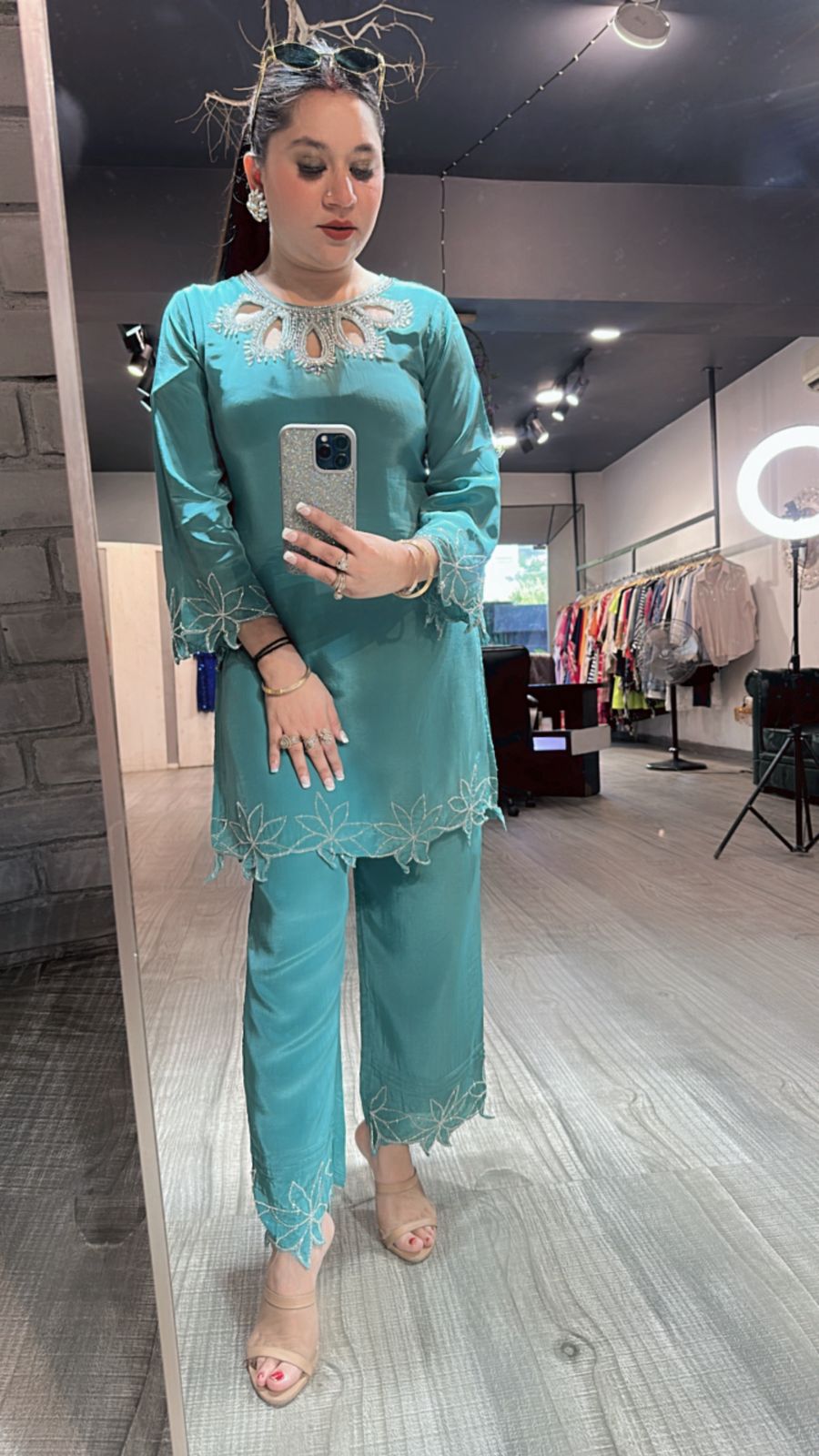 Gulmohar Teal Blue Katdana Cordset