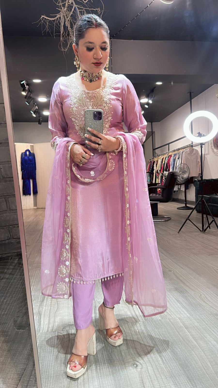 Kesariya Lavander Designer suit