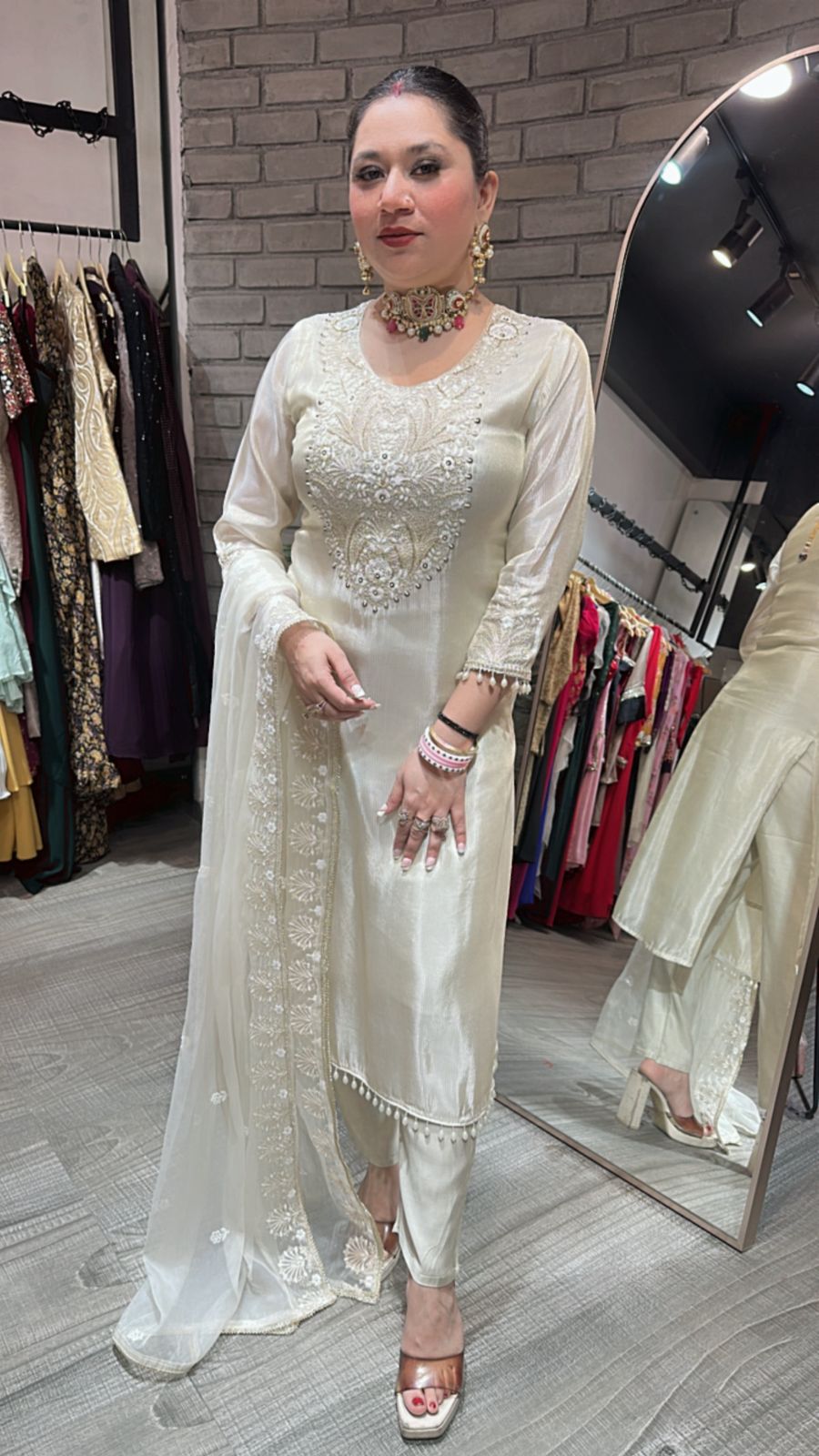 Kesariya Ivory Designer suit