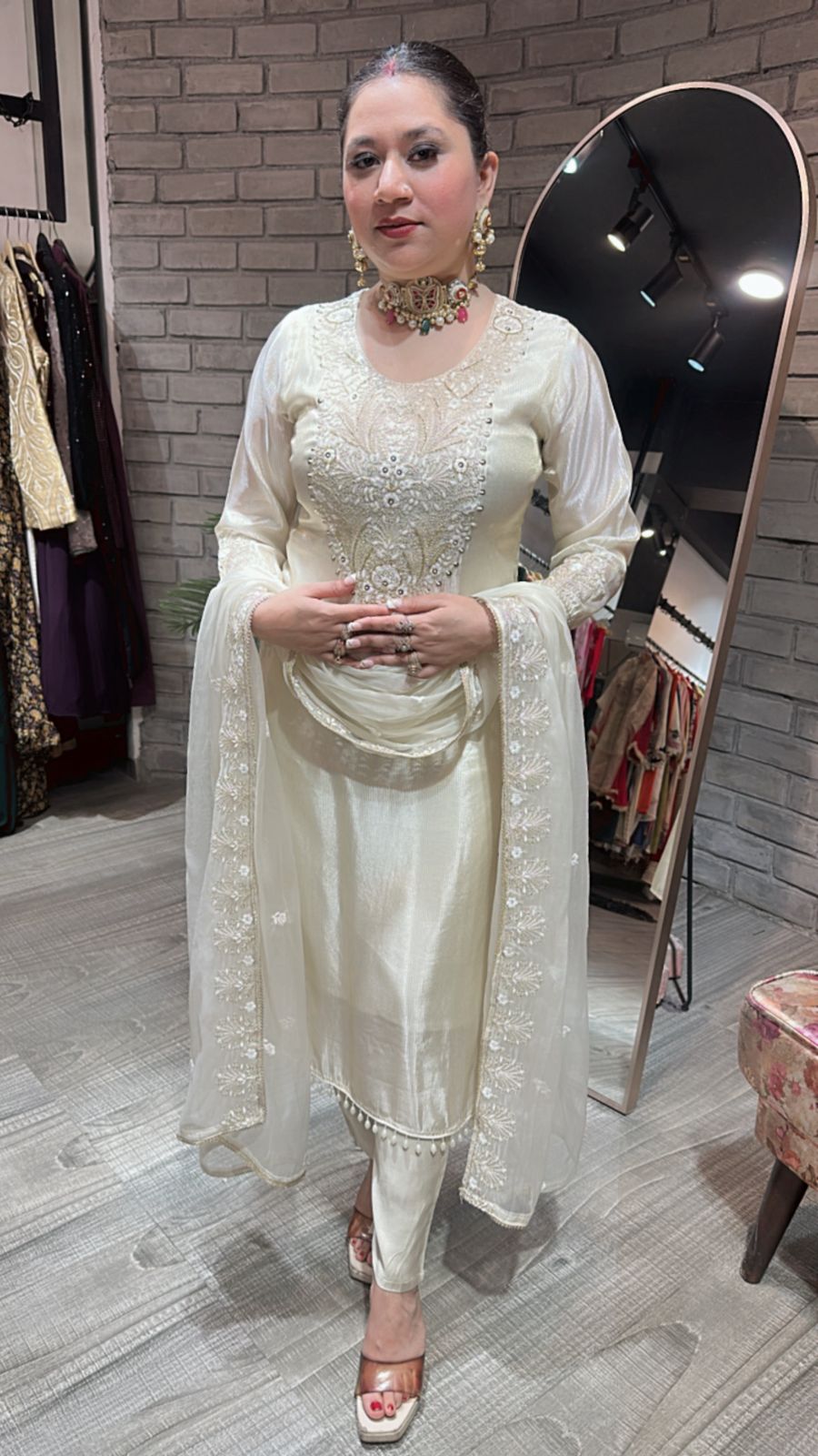 Kesariya Ivory Designer suit