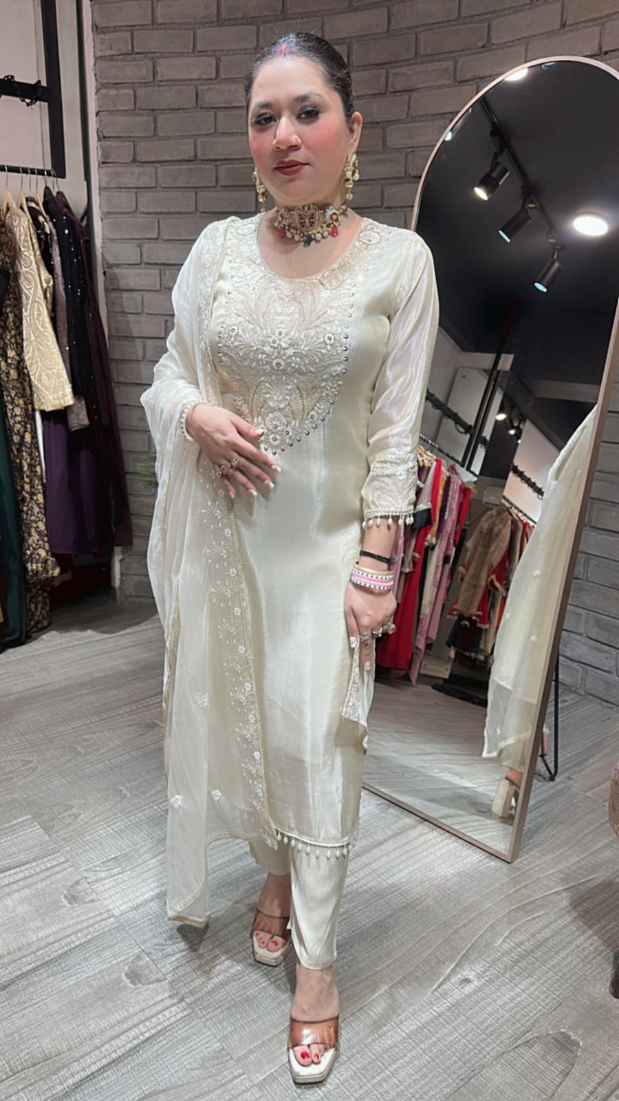 Kesariya Ivory Designer suit