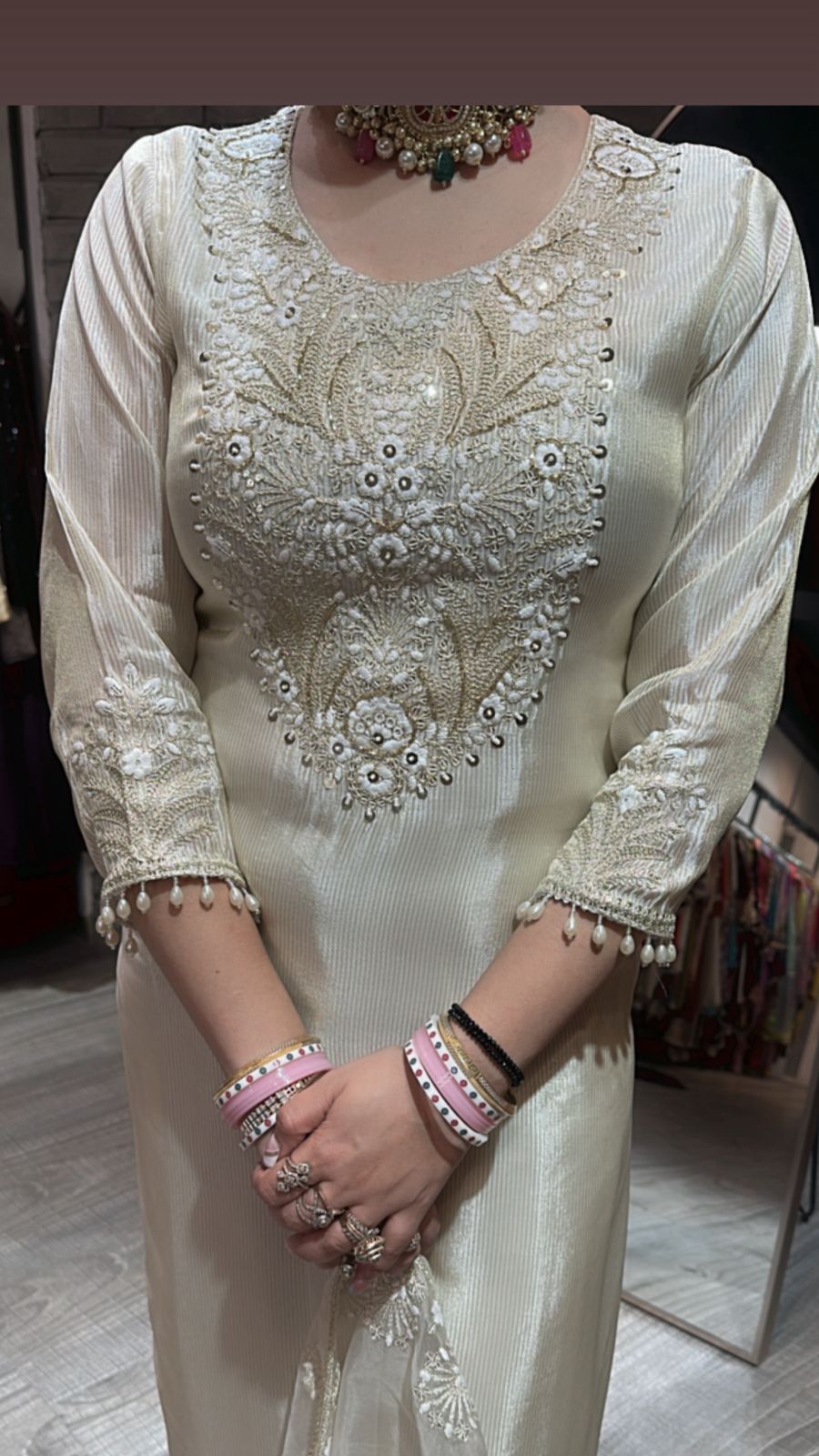 Kesariya Ivory Designer suit