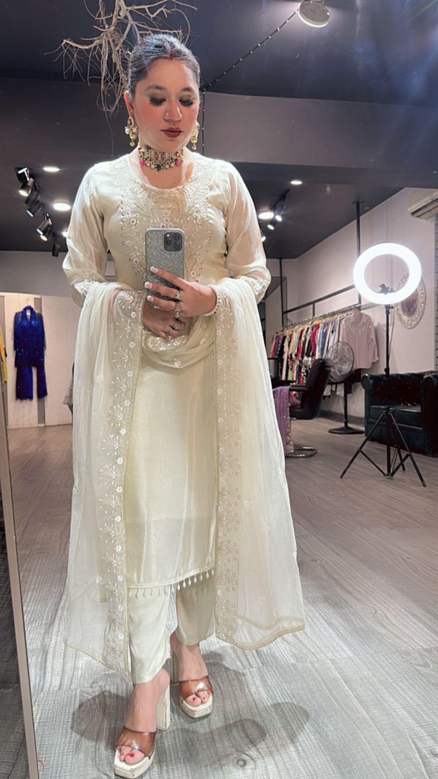 Kesariya Ivory Designer suit