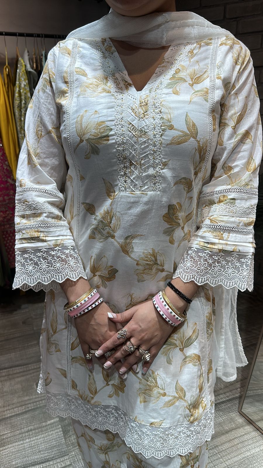 Darjeeling Beige white Farshi Suit
