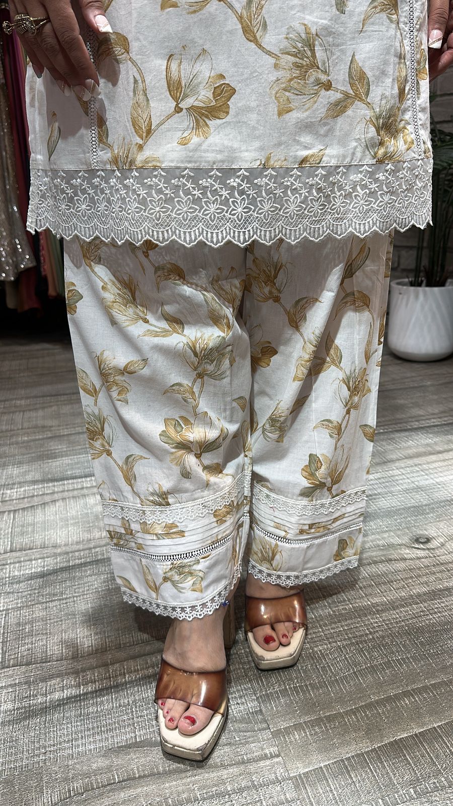Darjeeling Beige white Farshi Suit