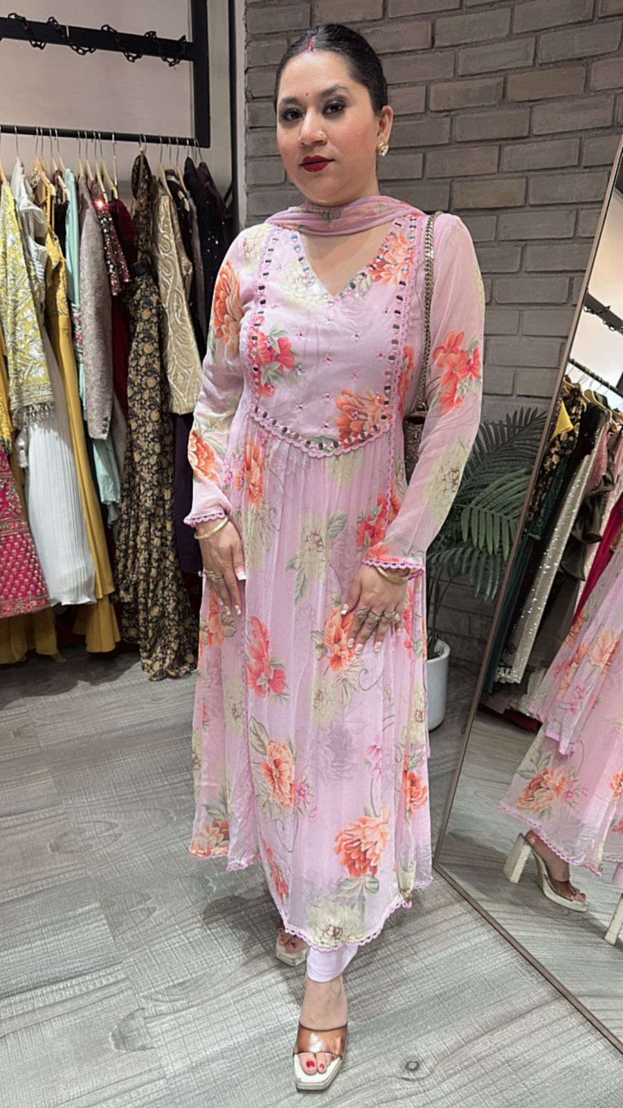Canberry pink Aline Digital Suit