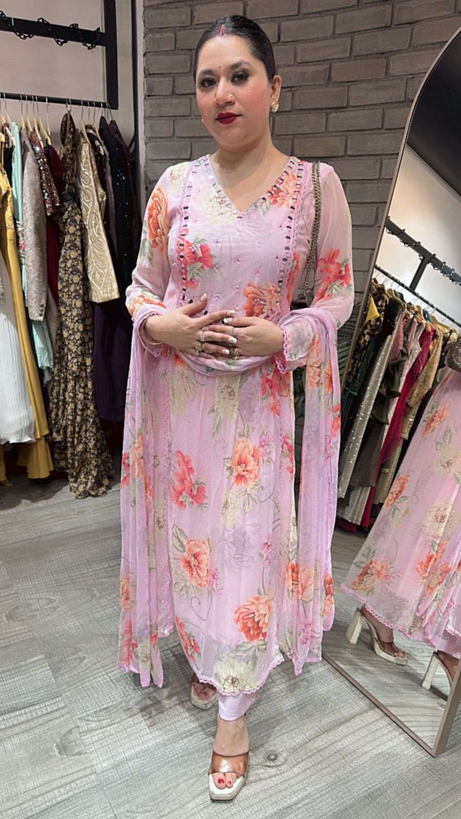 Canberry pink Aline Digital Suit