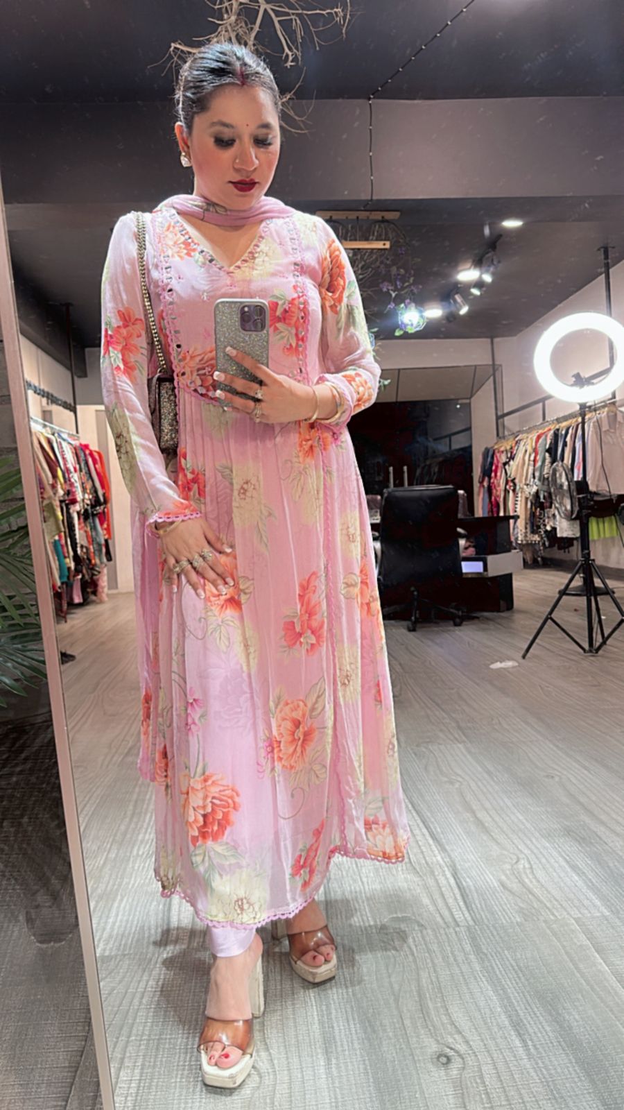 Canberry pink Aline Digital Suit