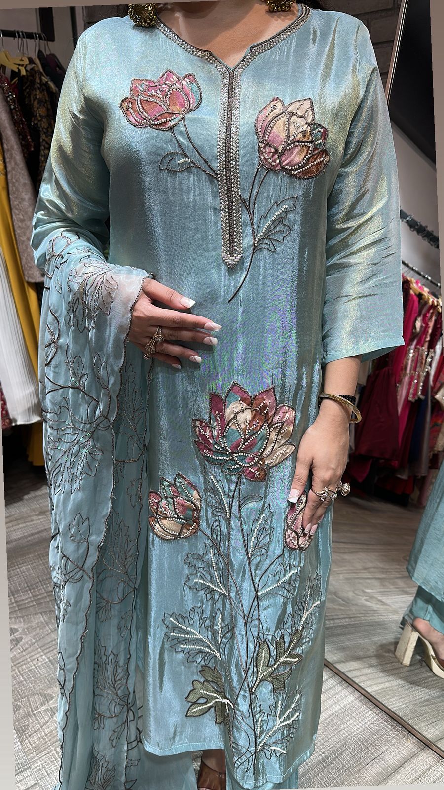 Sanskrit Lotus 🪷 Thread work Suit