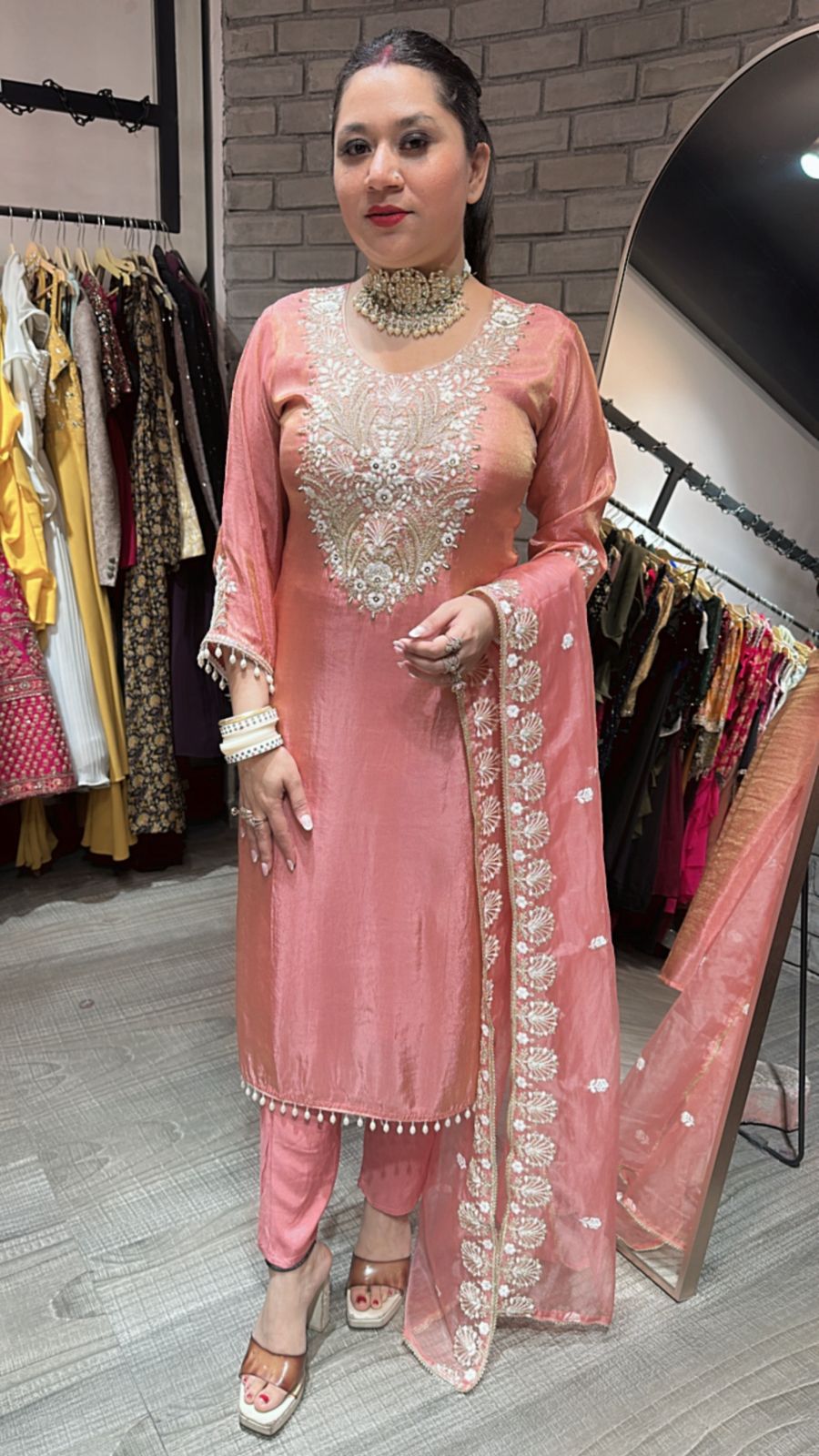 Kesariya peach Designer suit