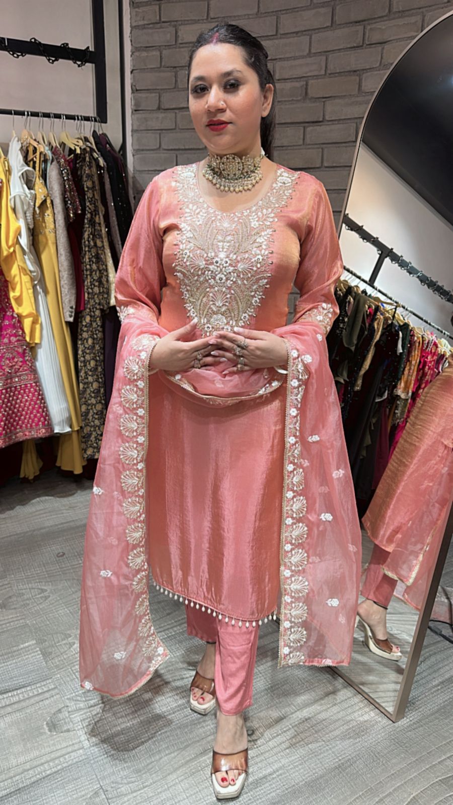 Kesariya peach Designer suit
