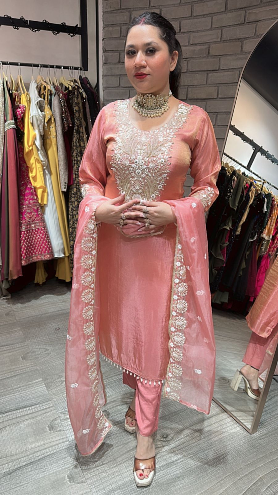 Kesariya peach Designer suit