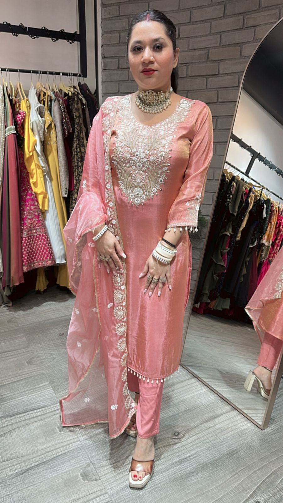 Kesariya peach Designer suit