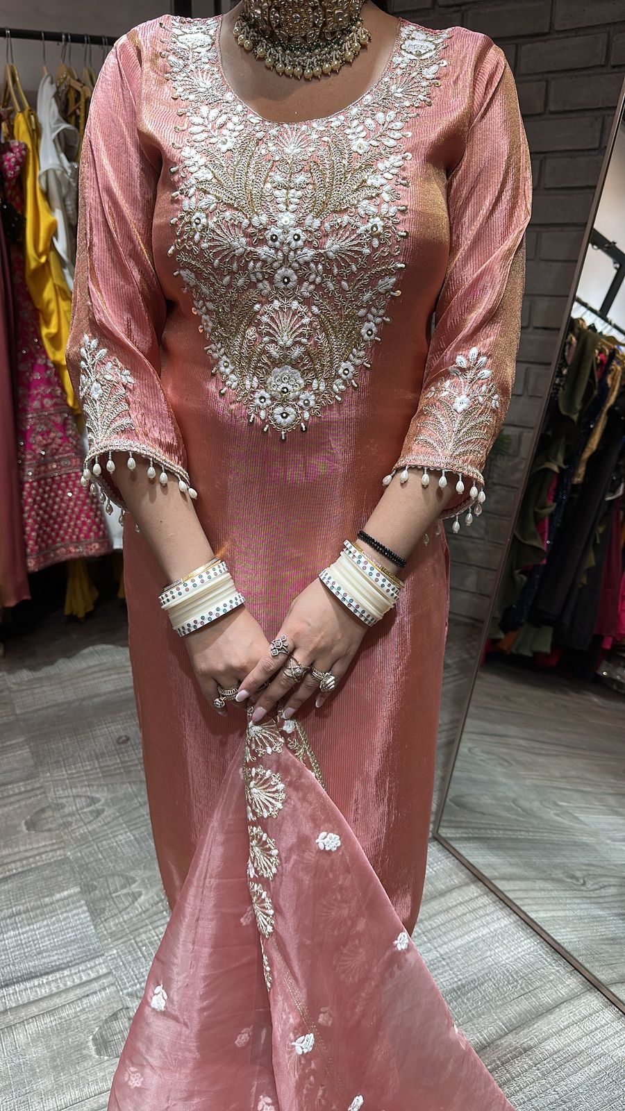 Kesariya peach Designer suit